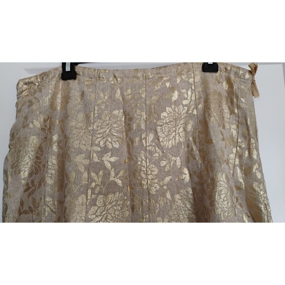 Handmade Bohemian Maxi Skirt Neutral Metallic Gold Floral Design 16 EUC Gorgeous - Picture 2 of 10